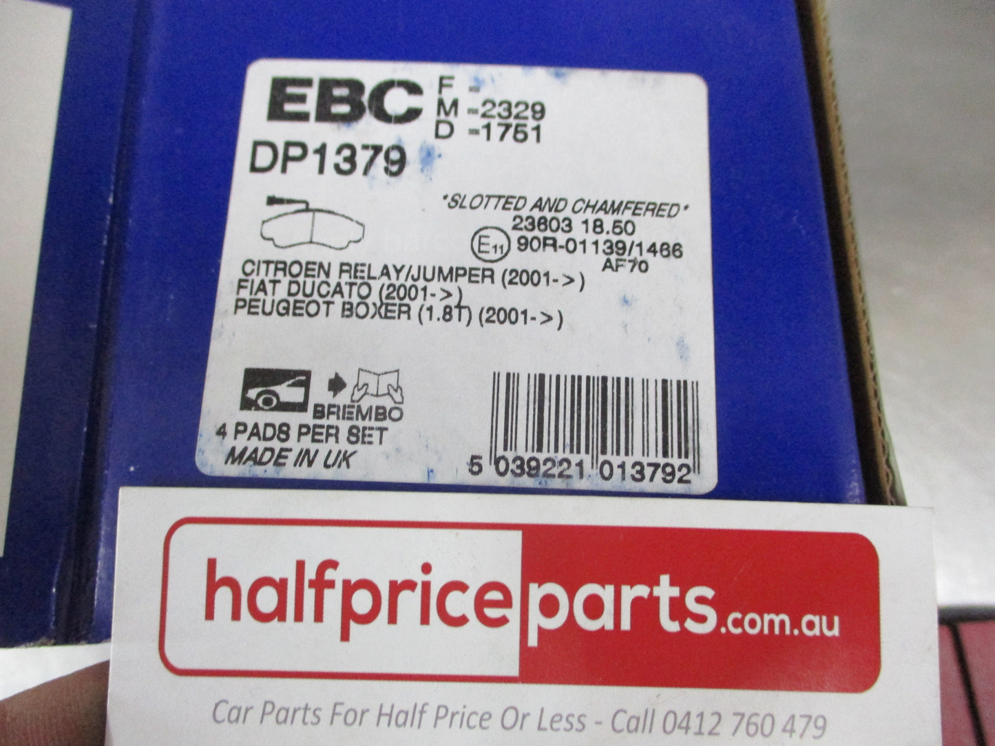 EBC Front Disc Brake Pad Set Suits Citroen Jumper-Fiat Ducato-Peugeot Boxer New Part