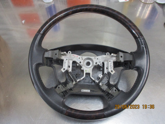 Toyota Landcruiser 200 Series Genuine Leather Steering Wheel Used Part VGC