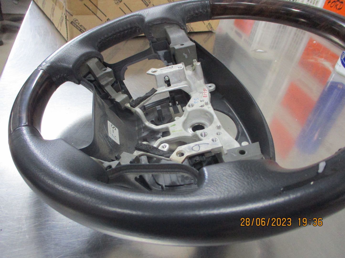 Toyota Landcruiser 200 Series Genuine Leather Steering Wheel Used Part VGC