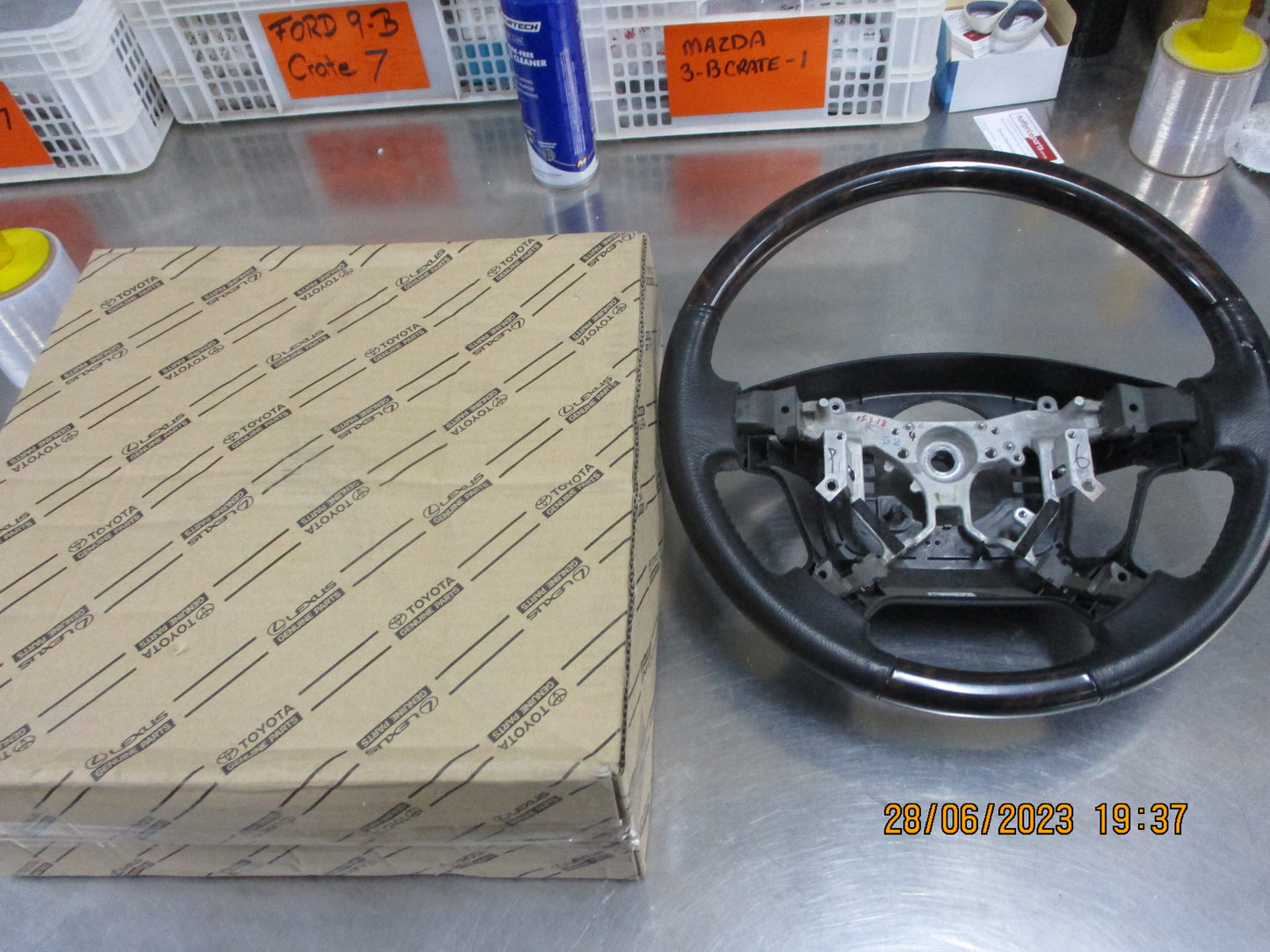 Toyota Landcruiser 200 Series Genuine Leather Steering Wheel Used Part VGC