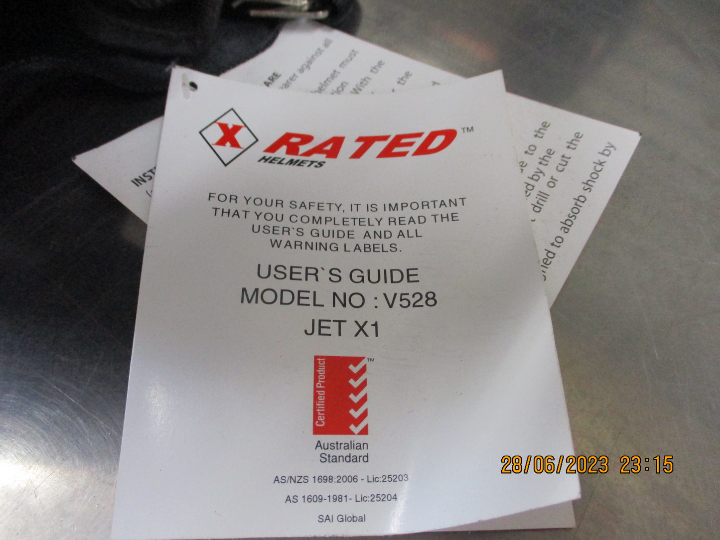 X-Rated Helmets Jet-X1 Silver XRH Large Helmet New Part