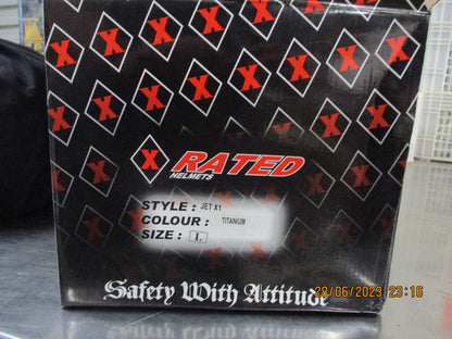 X-Rated Helmets Jet-X1 Silver XRH Large Helmet New Part