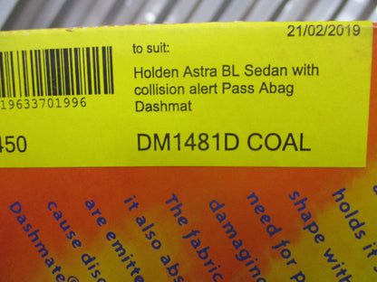 Shevron Dash Mat (Grey) Suits Holden Astra BL Sedan New Part