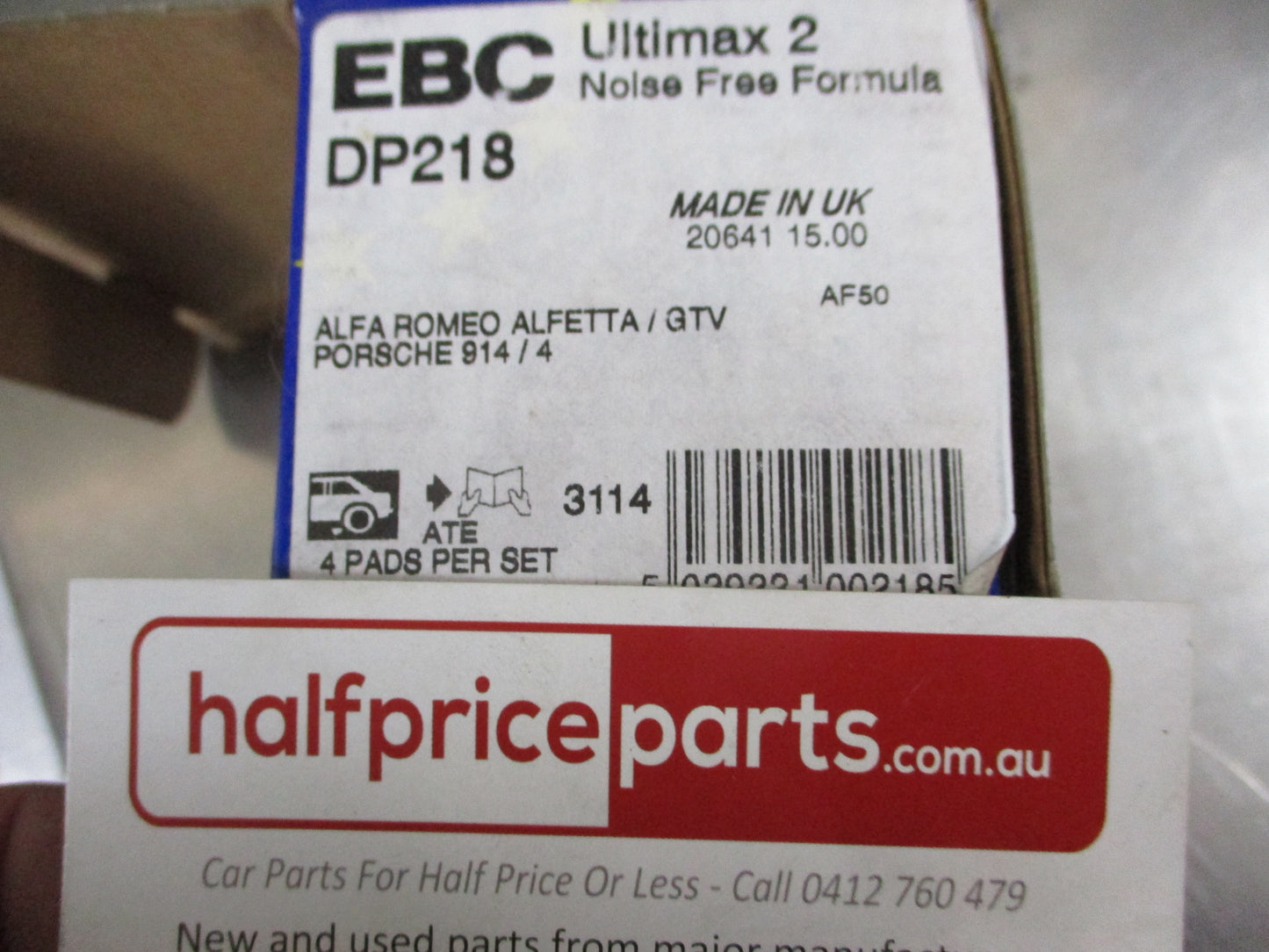EBC Rear Disc Brake Pad Set Suits Alfa Romeo Alfetta-Giulietta-Porshe 914 New Part