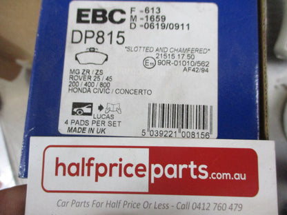 EBC Front Disc Brake Pad Set Suits Honda Civic-Concerto New Part