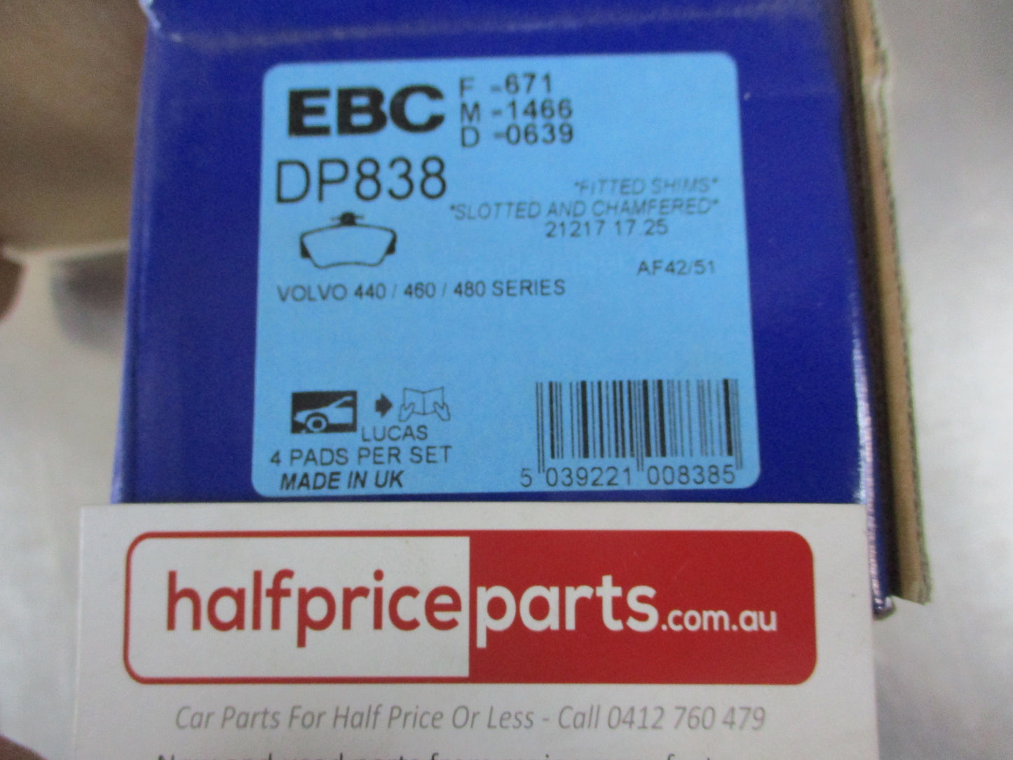 EBC Front Disc Brake Pad Set Suits Volvo 440-460-480 New Part