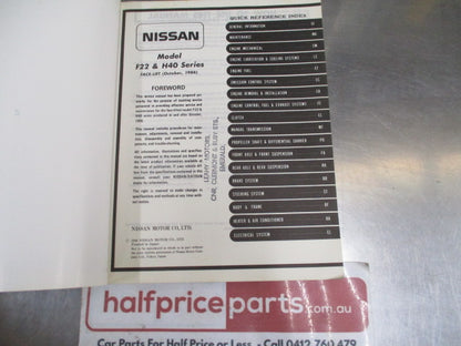 Nissan/Datsun F-22 And H40 Service Manual Face-Lift Used