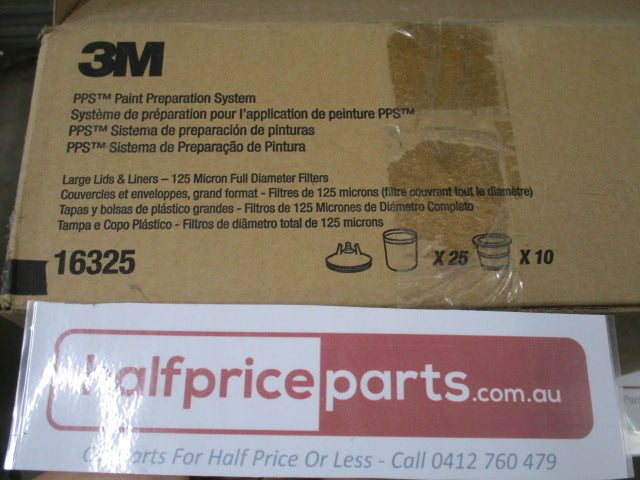 3M 16325 PPS25 Large Lids & liners 850ml 125 Micron Plus 10 Plugs - New Part