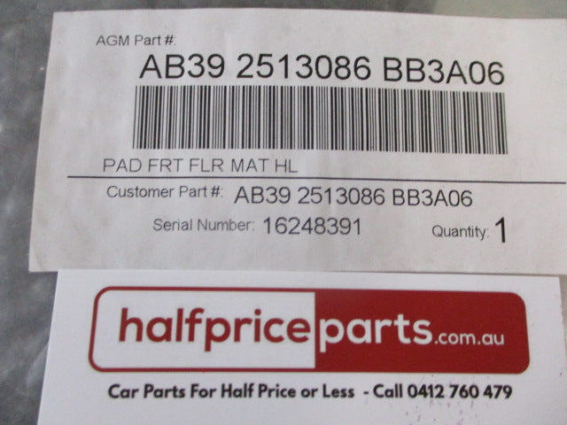 Ford Ranger PX XLT Genuine Front Drivers Floor Mat Carpet (Replacement Mat) New Part