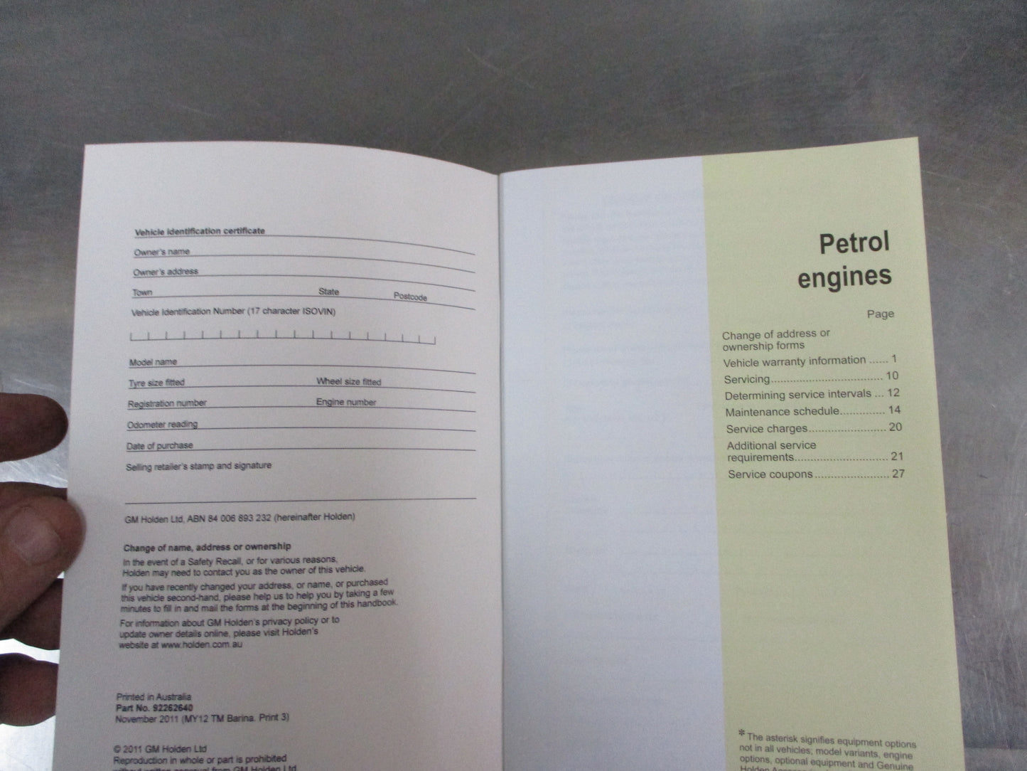 Holden TM Barina Genuine Service Manual/Warranty Manual New Part