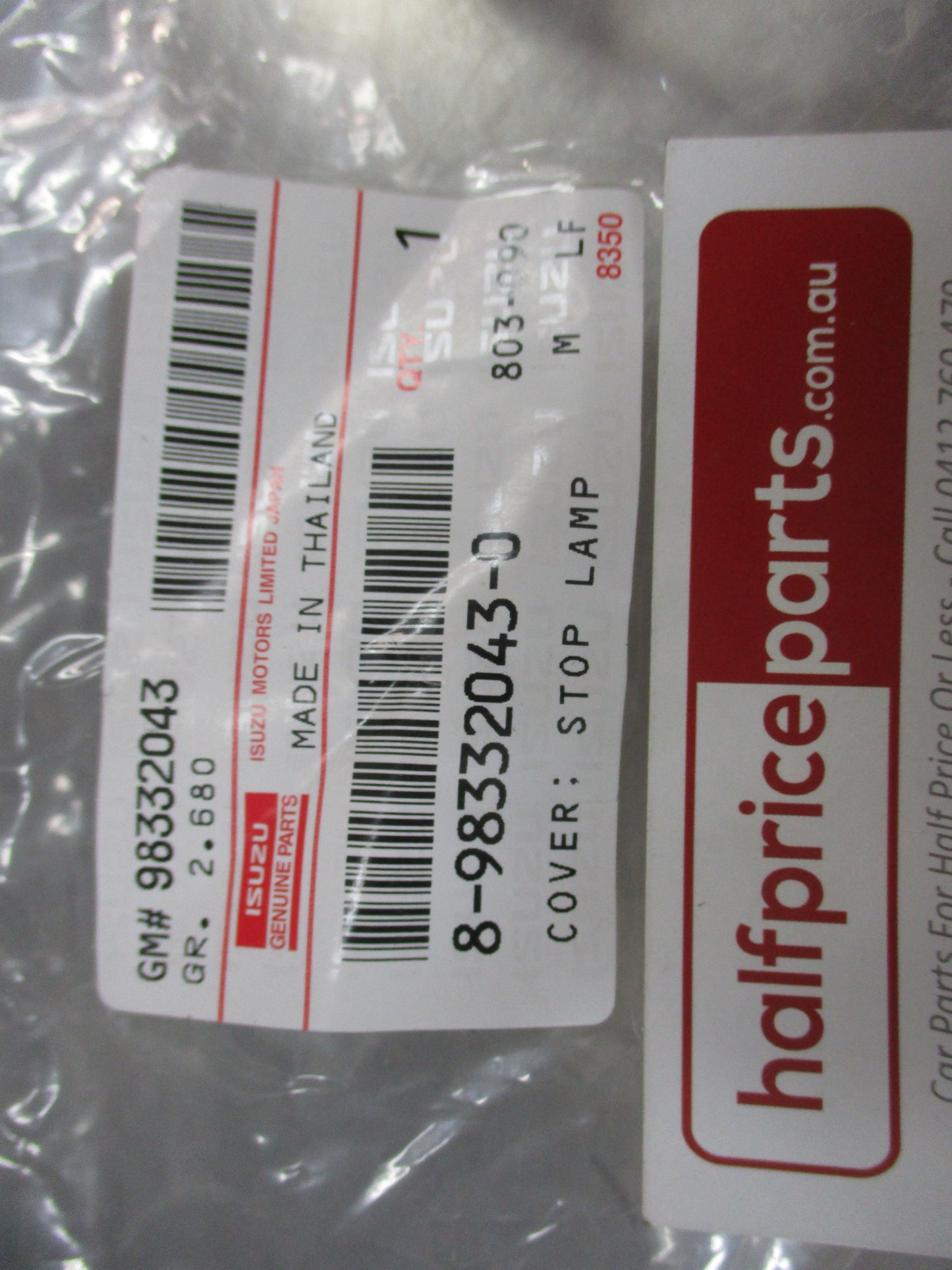 Isuzu D-Max Genuine Rear Cabin Upper Brake Light Water Proof Seal New Part