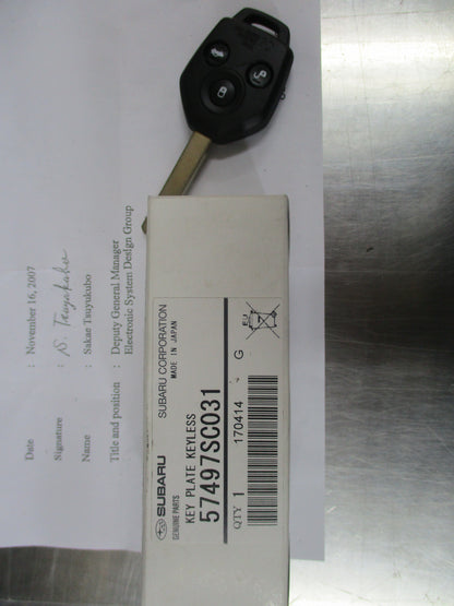 Subaru Forester Genuine 3 Button Key / Transponder New Part