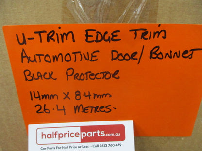 U-Trim Edge Trim Automotive Door/Bonnet/Black Protector 14mmX8.4mm 26.4 Meters In Length New Part