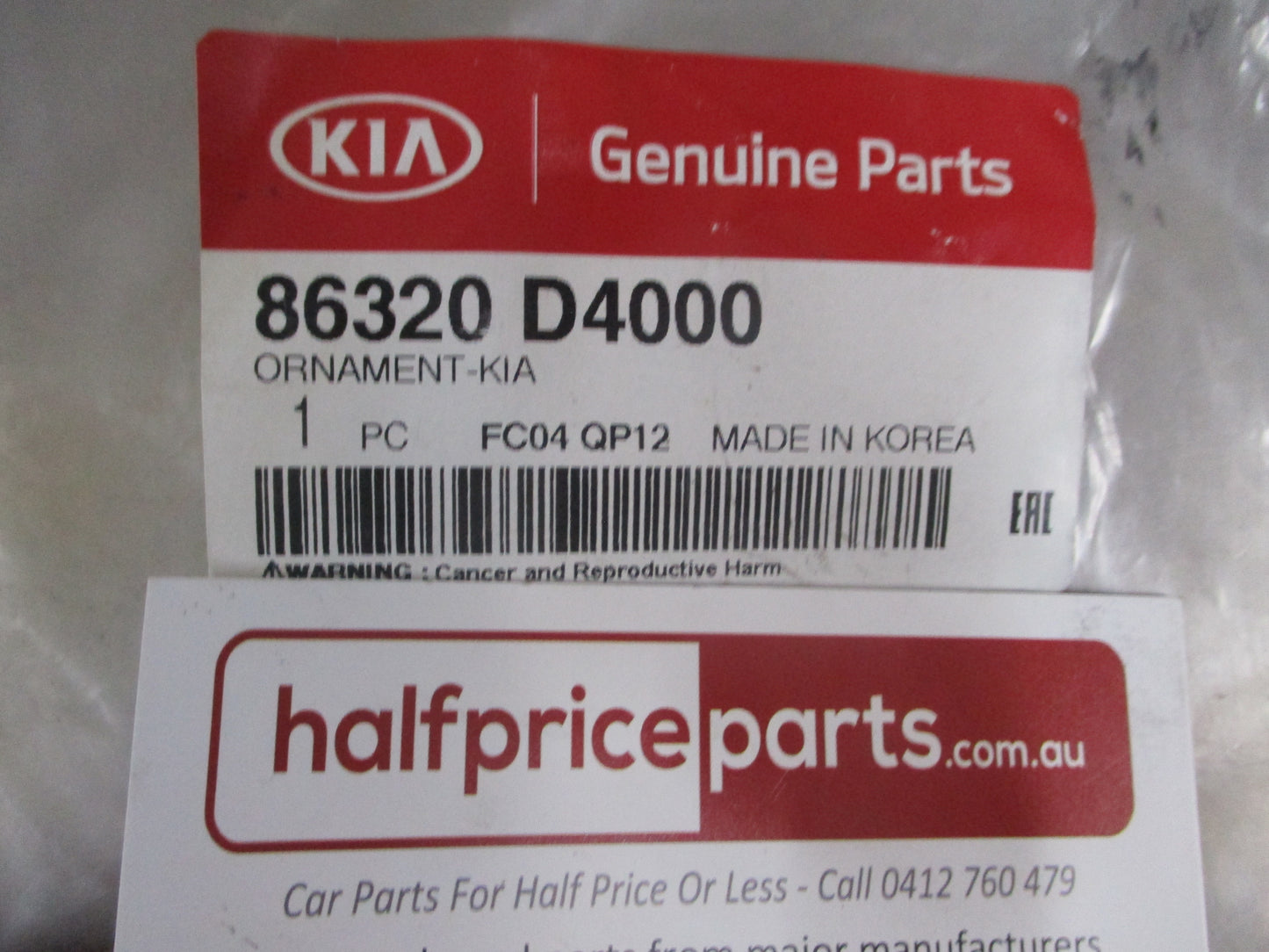 Kia Optima Genuine Rear Center Black And Chrome Boot Emblem New Part