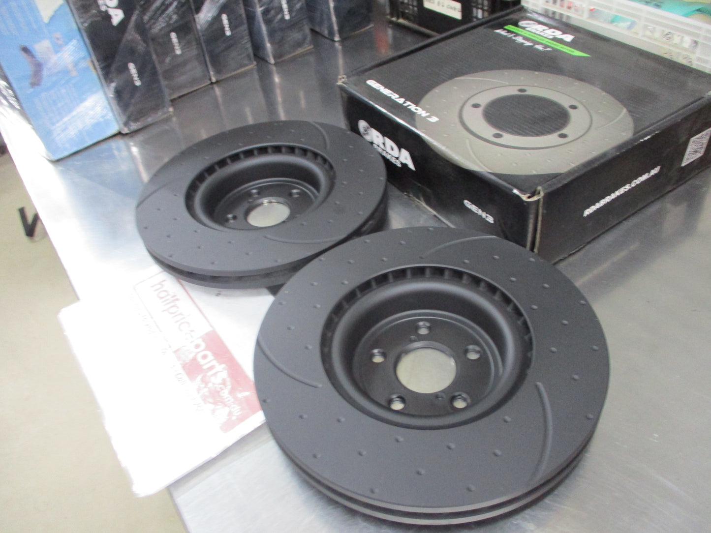 RDA Front Disc Brake Rotors(Pair) Slotted-Dimpled Suits Subaru WRX New Part