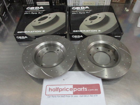 RDA Front Disc Brake Rotors Slotted/Dimpled Suits Toyota Hilux 4WD (RN46/RN36 (Sold As Pair Only) New Part