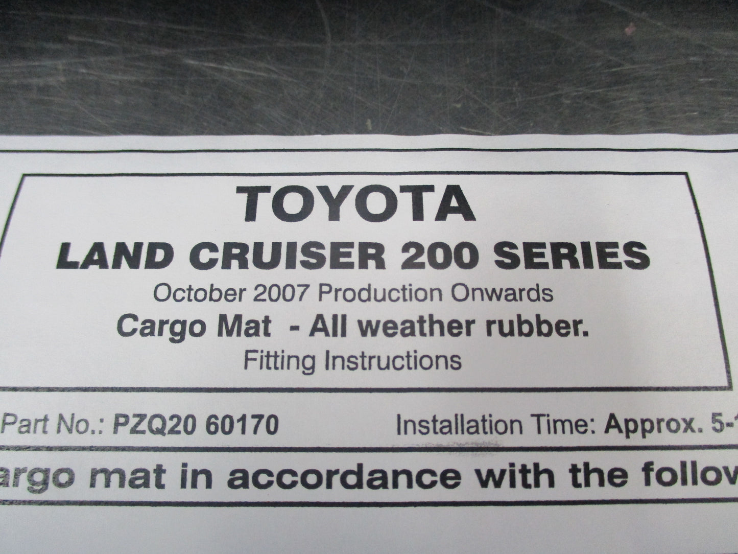 Toyota Land Cruiser 200 Series Genuine Rear Heavy Duty Rubber Cargo Mat New Part