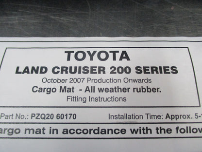 Toyota Land Cruiser 200 Series Genuine Rear Heavy Duty Rubber Cargo Mat New Part