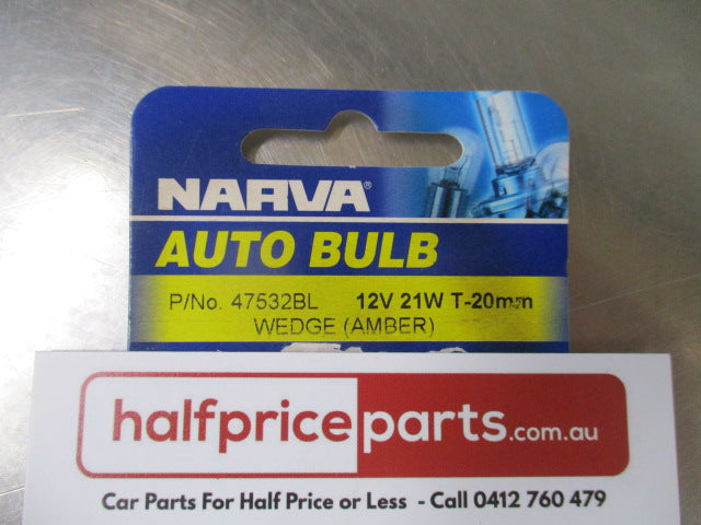 Narva 12V5W W2.1X9.5D WY5W Amber Wedge Premium Globe - New Part