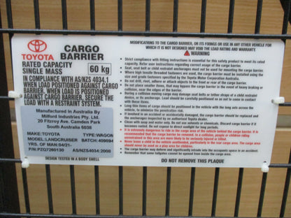 Toyota Land Cruiser 300 Series Genuine Rear Cargo Barrier New Part