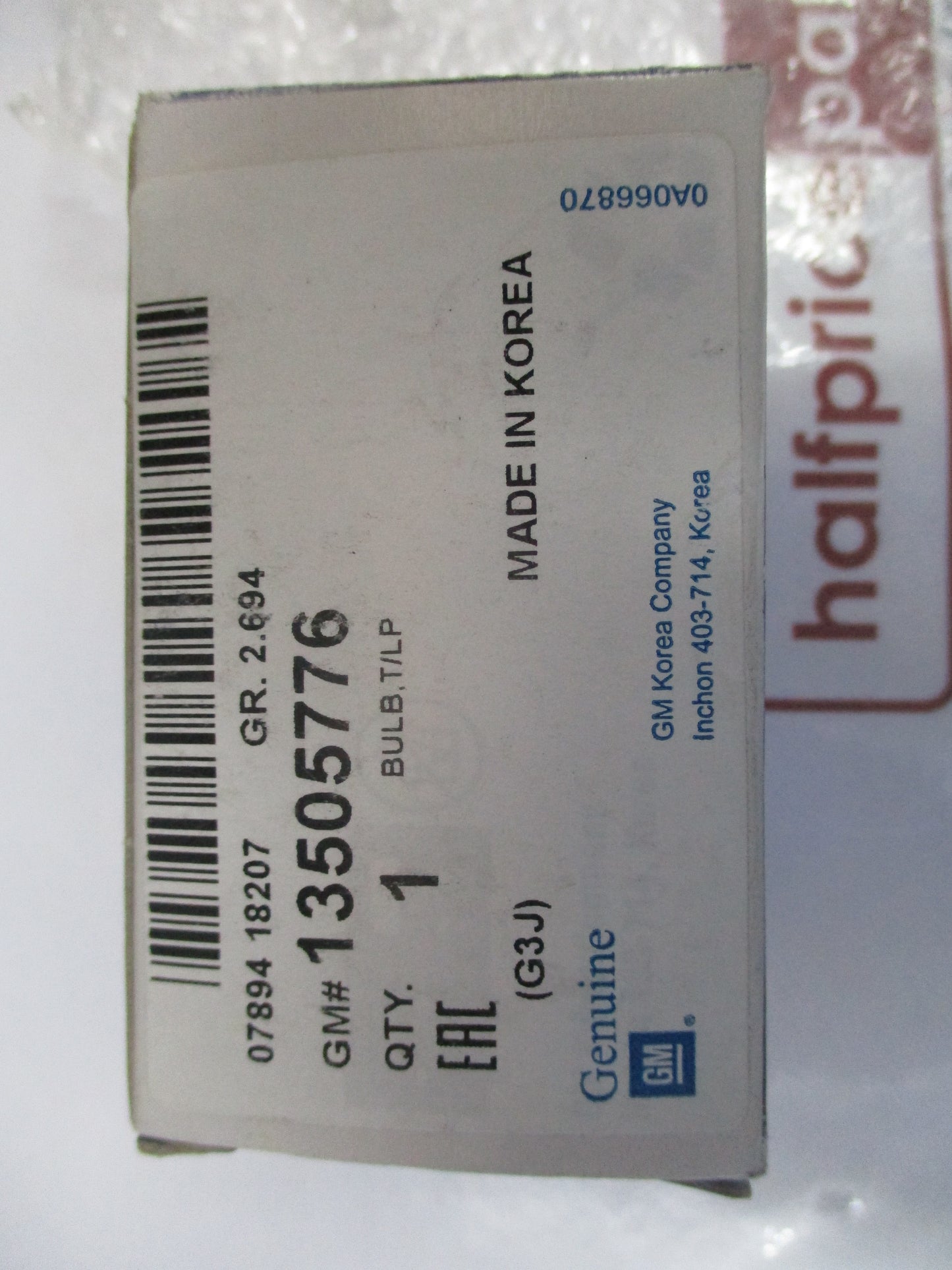 GM Genuine T16 12V 18W Clear Bulb New Part