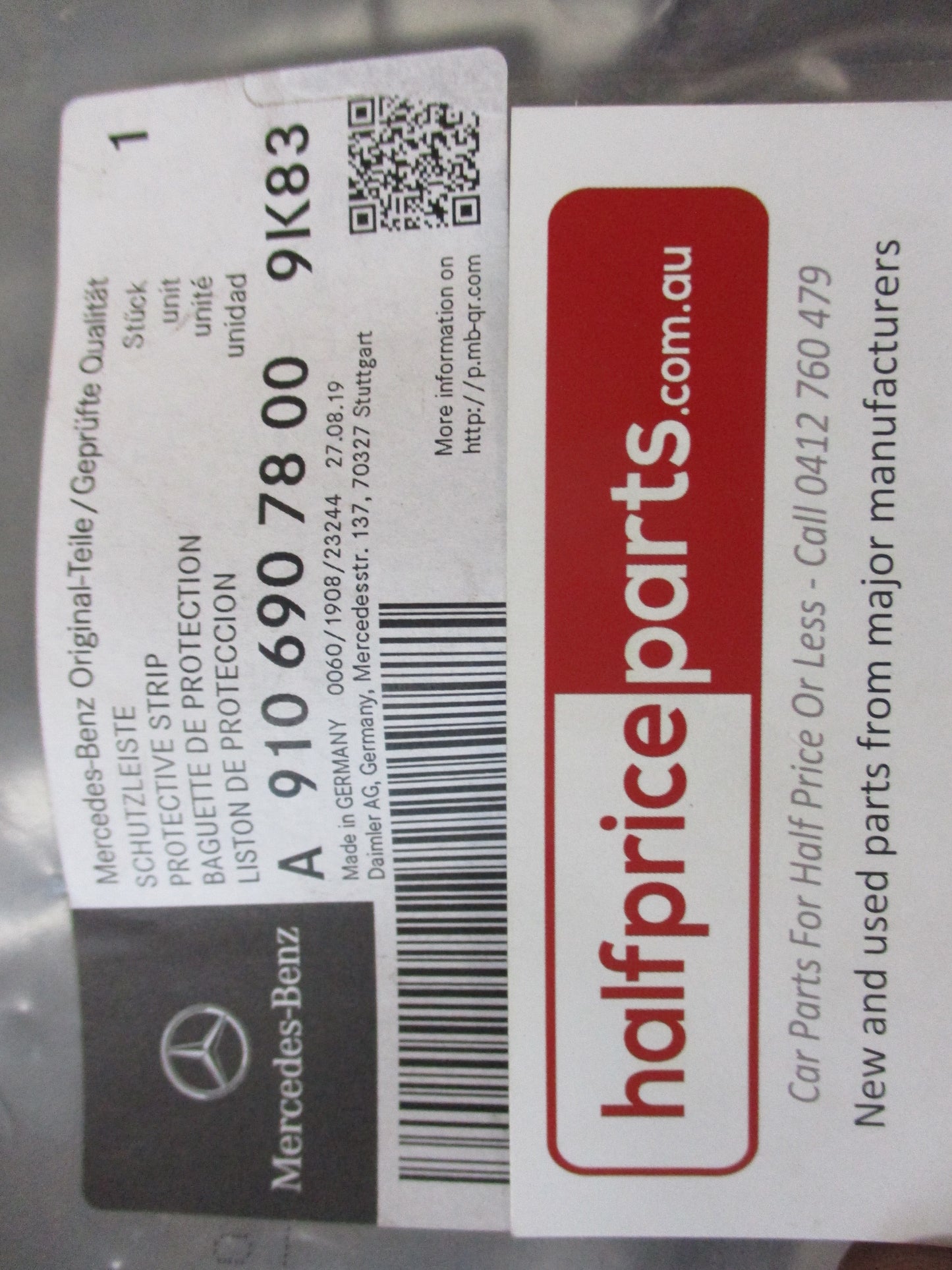 Mercedes Benz W907 Sprinter Genuine Right Hand Rear Panel Protector New Part