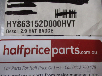 Hyundai Elantra Genuine 2.0L HVT Rear Badge New Part