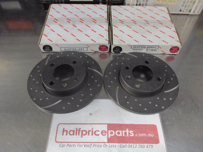 RDA Front Disc Brake Rotors (Pair) Slotted-Dimpled Suits VW Golf/Passet New Part