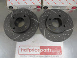 RDA Front Disc Brake Rotors (Pair) Slotted-Dimpled Suits VW Golf/Passet New Part