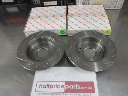 RDA Rear Disc Brake Rotors (Pair) Slotted-Dimpled Suits Honda CG Accord New Part