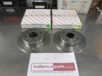RDA Rear Disc Brake Rotors (Pair) Slotted-Dimpled Suits Honda CG Accord New Part