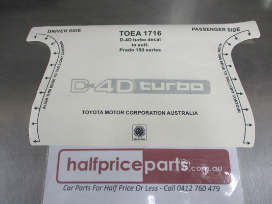 Toyota Prado 150 Series Genuine Quarter Panel Decal Only New Part