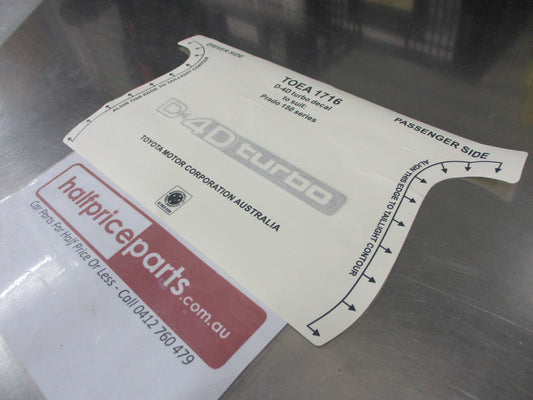 Toyota Prado 150 Series Genuine Quarter Panel Decal Only New Part