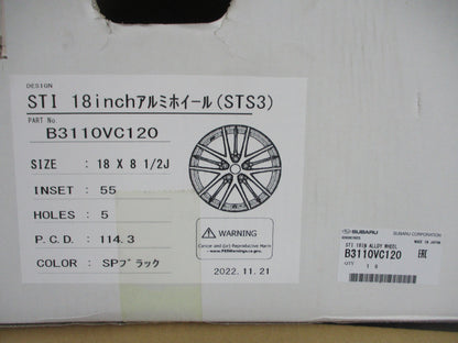 Subaru STI Genuine Set 4 Alloy Wheels 18x8.5 With Caps And Stems New Part