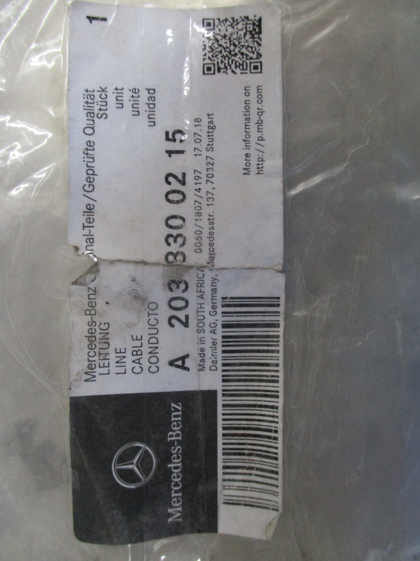 Mercedes-Benz W209 CLK Genuine Air Conditioning Hose New Part