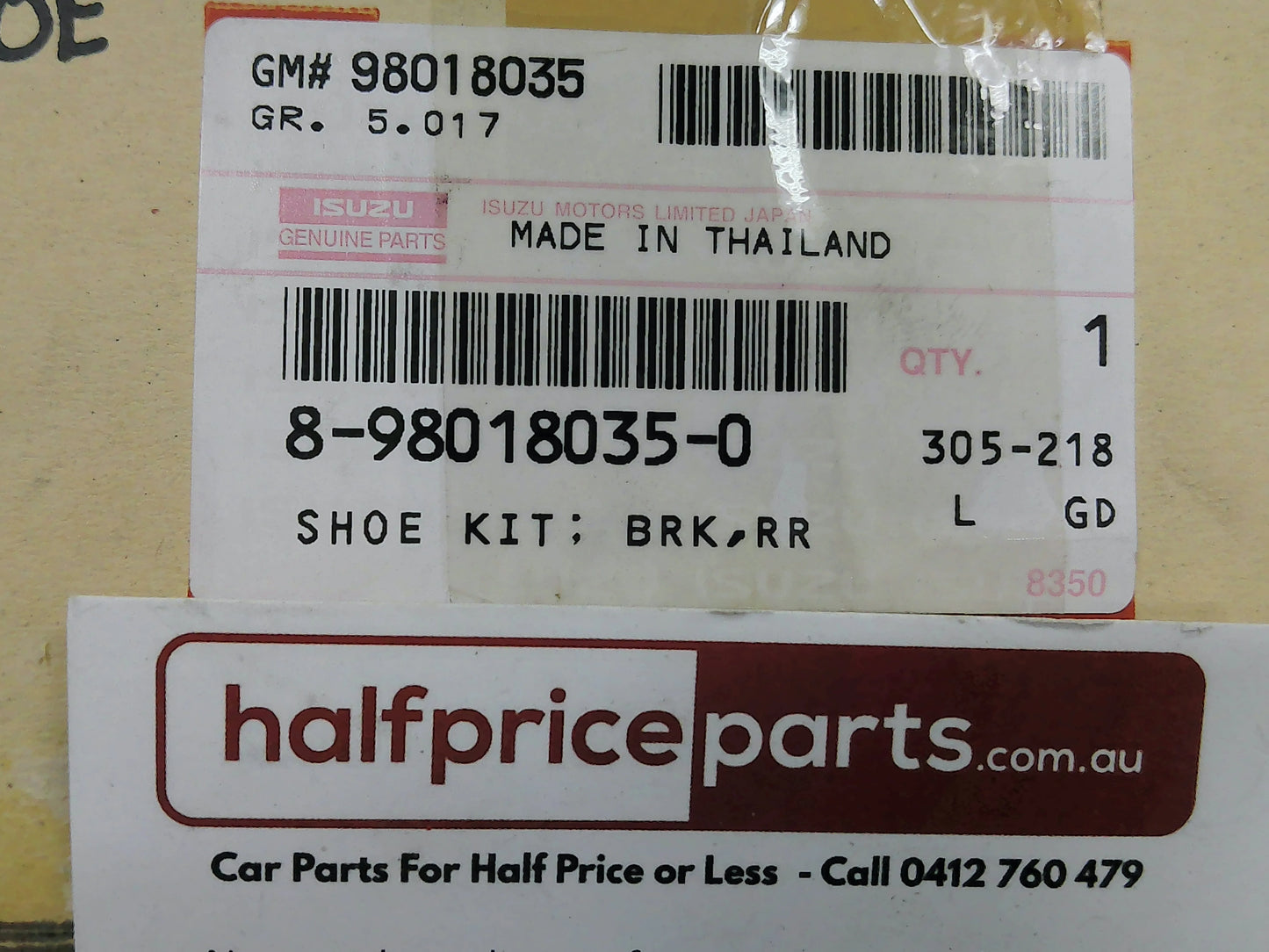 Isuzu D-Max/Holden RA Rodeo Genuine Rear Brake Shoe Kit New Part