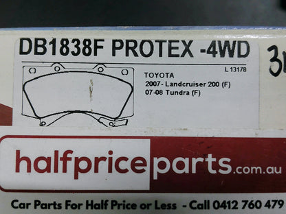 Protex Front Brake Pad Set Suits Toyota Landcruiser/Tundra/Lexus LX New Part