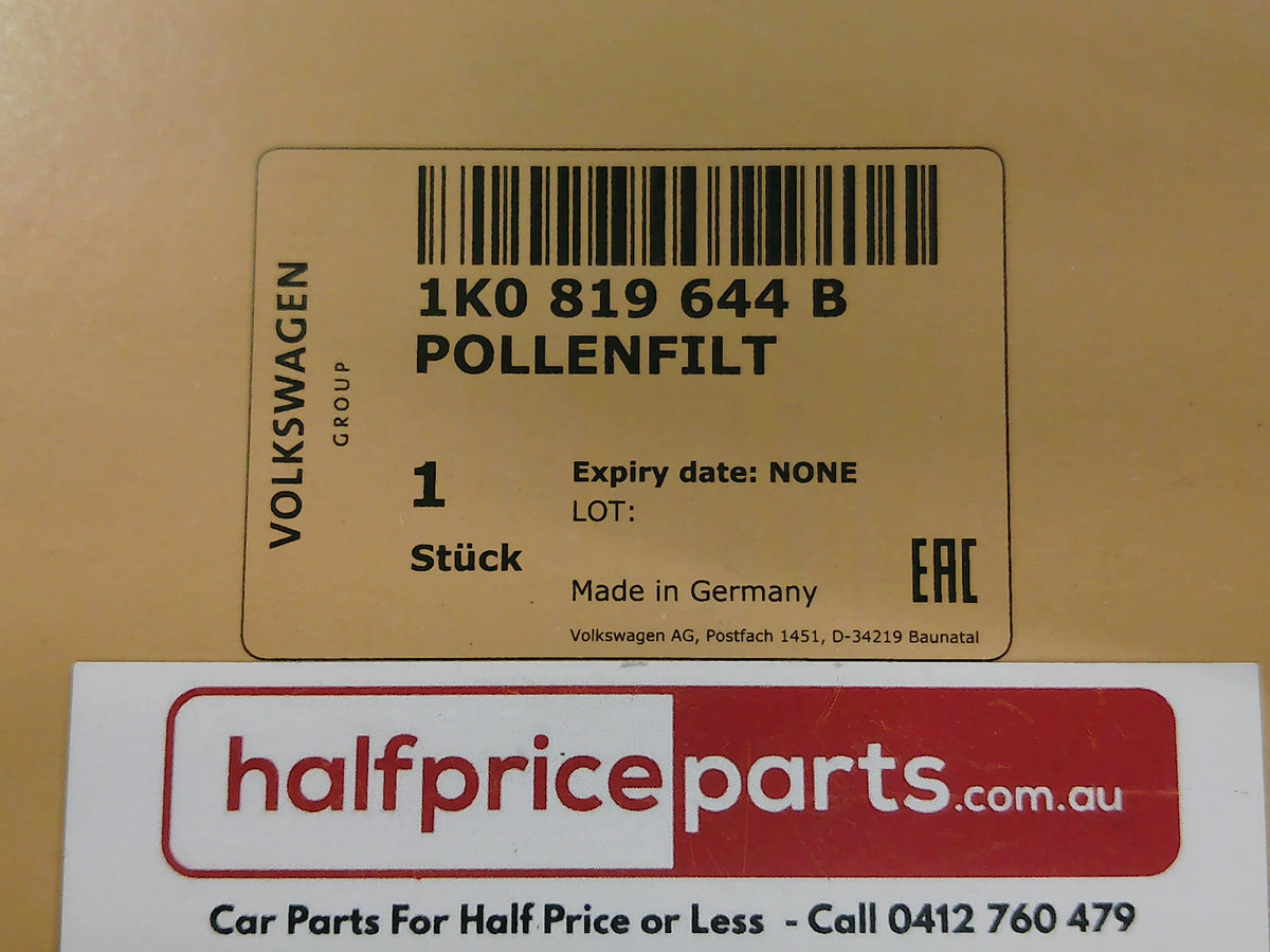 Volkswagon Genuine Cabin Filter Suits Audi A3/TT/Q3/Skoda Yeti/Superb/Octavia/VW Passat/Golf/Jetta/Tiguan/Caddy/EOS/Beetle New Part