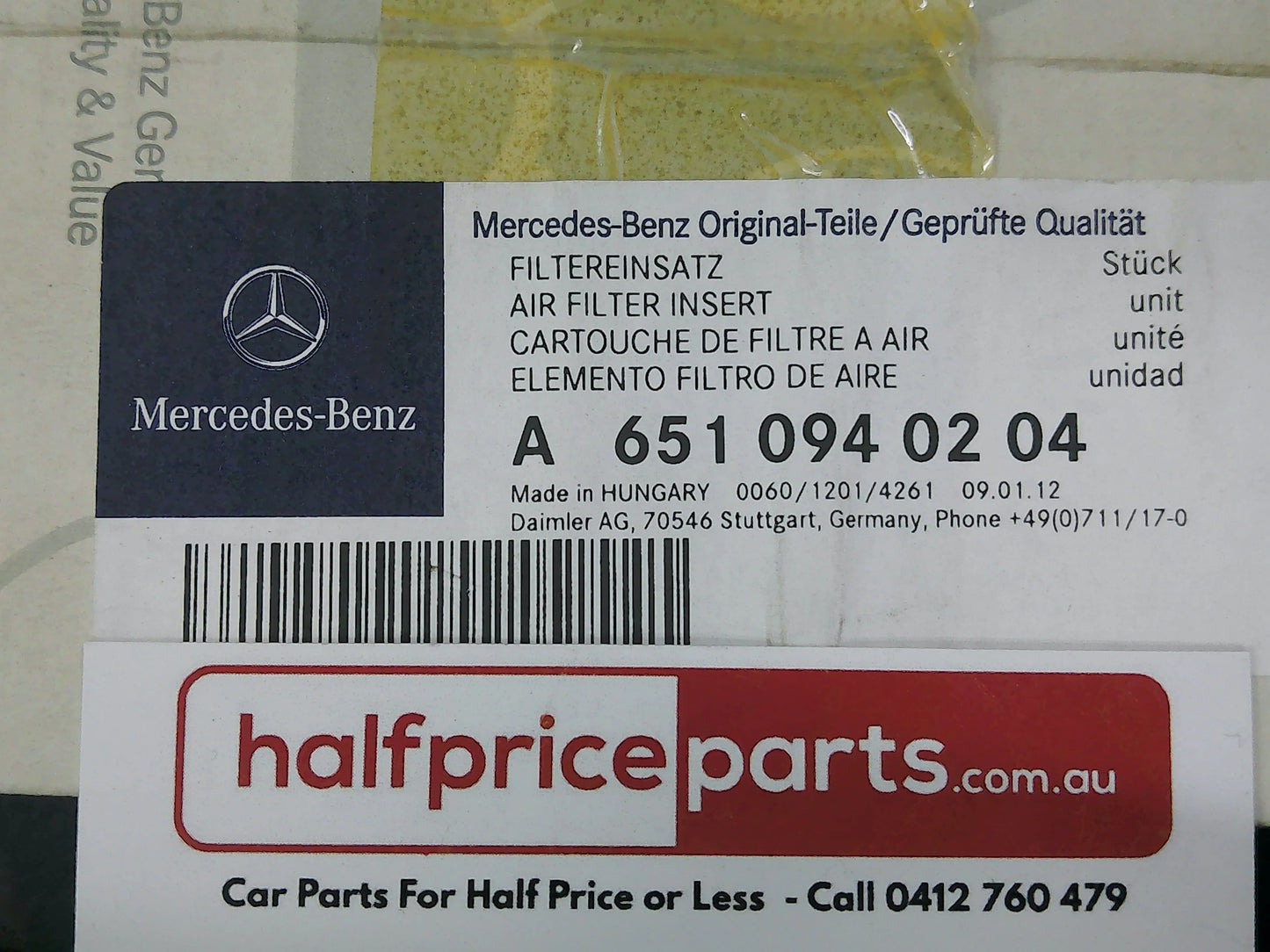 Mercedes-Benz Genuine Air Filter Suits Mercedes-Benz B-Class/A-Class/CLA/GLA-Class New Part