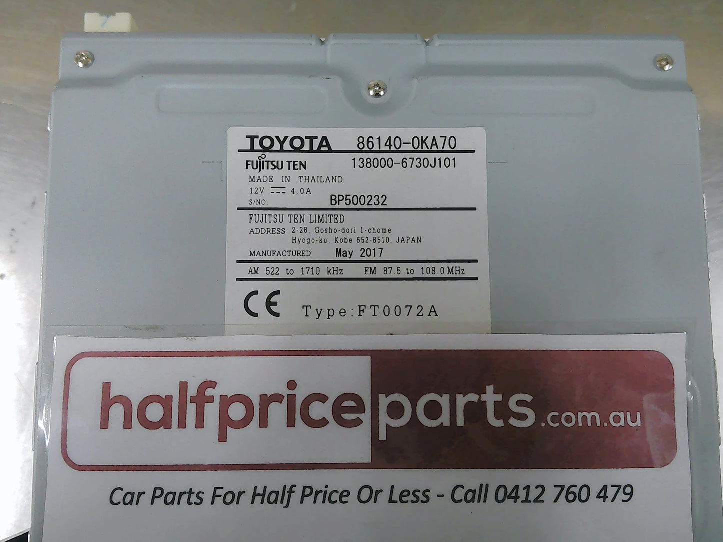 Toyota Fortuner Genuine Touch Screen Audio System New Part