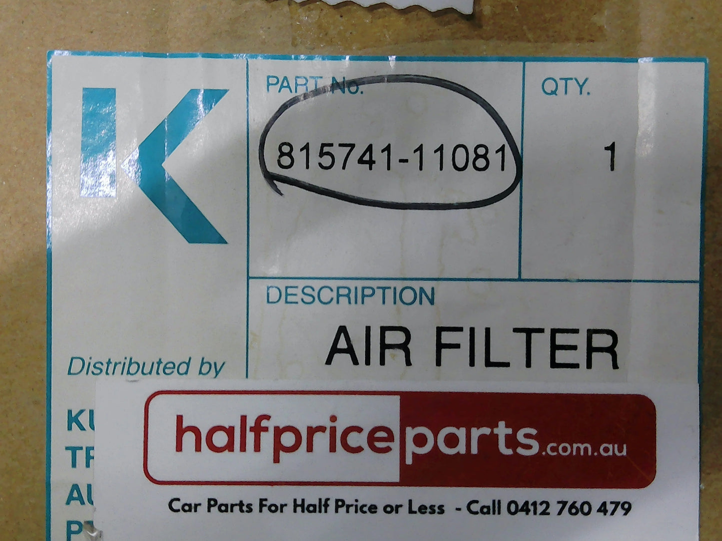 Kubota B9200/KX71/R310/B2150 Genuine Flanged Air Filter New Part