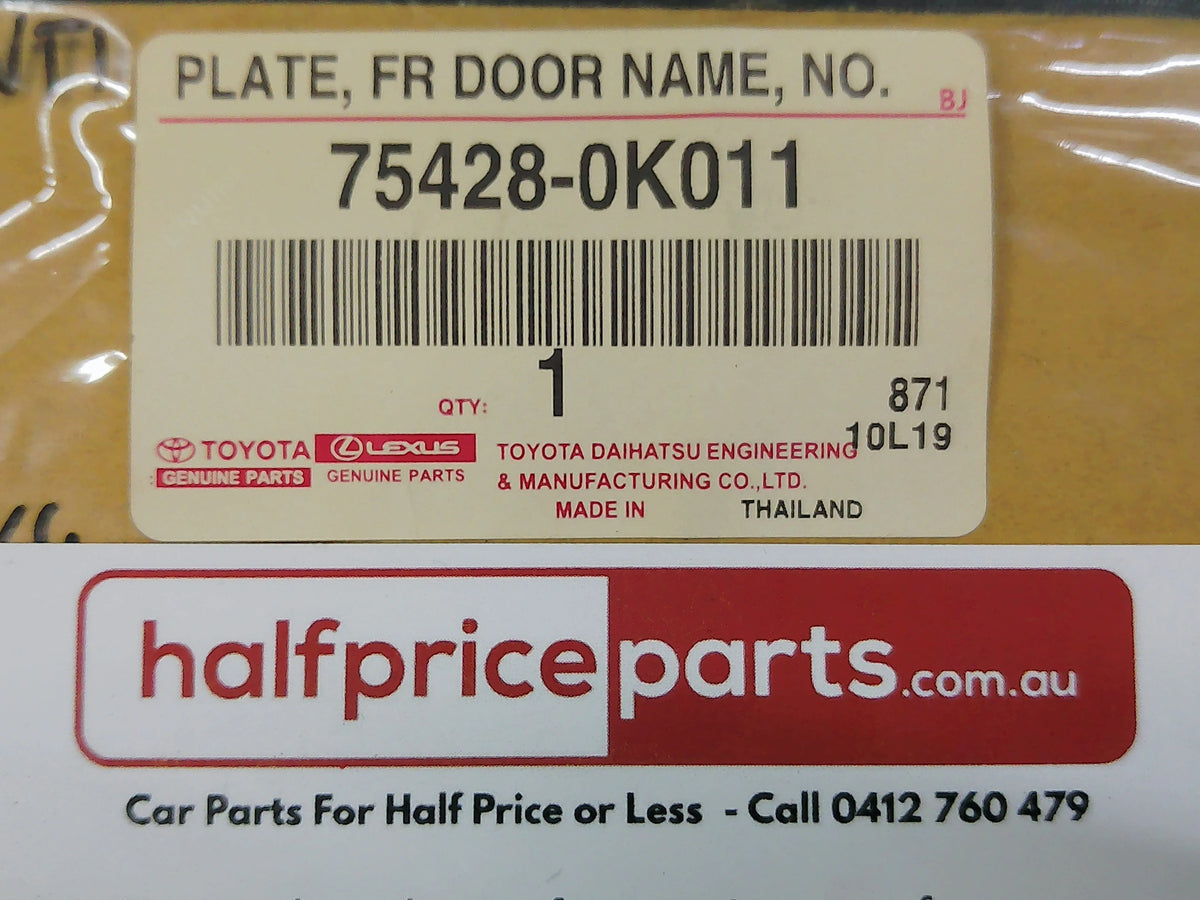 Toyota Hilux Genuine VVT-i Front Door Emblem New Part