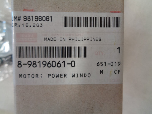 Isuzu D-Max Genuine Right Rear Power Window Motor New Parts