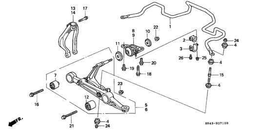 Honda Civic Genuine Left Hand Front Lower Control Arm Compliance BushNew Part