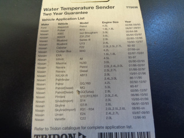 Tridon Water Temperature Sender New Part
