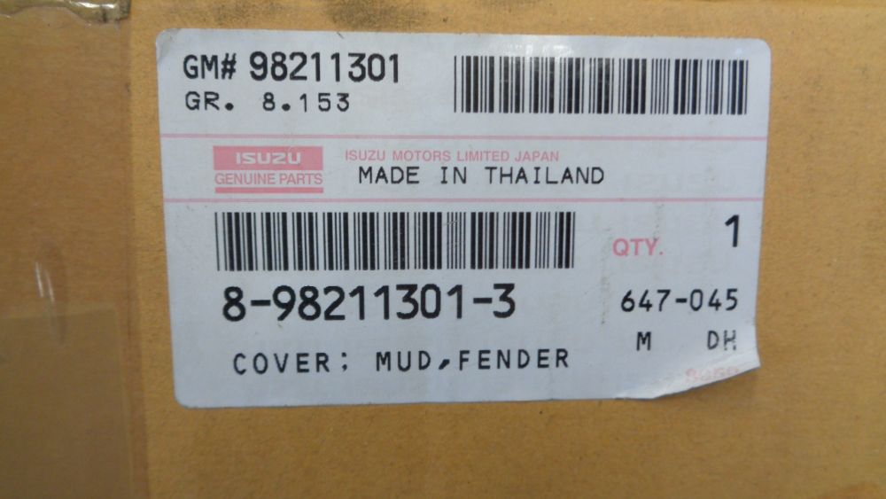 Isuzu MU-X Genuine Left Hand Front Fender Cover New Part