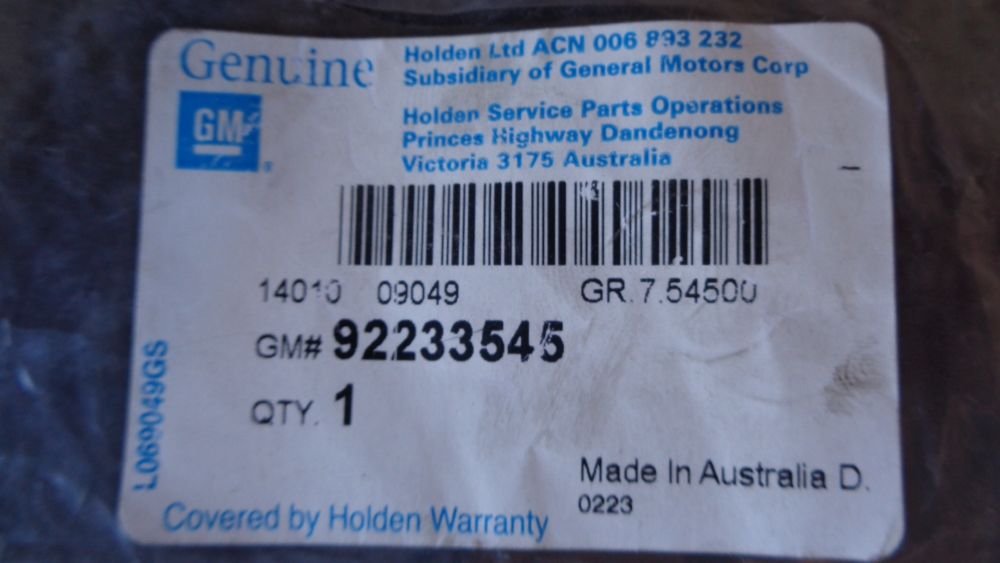 Holden Commodore VE Genuine Rear Spring Upper Insulator New Part