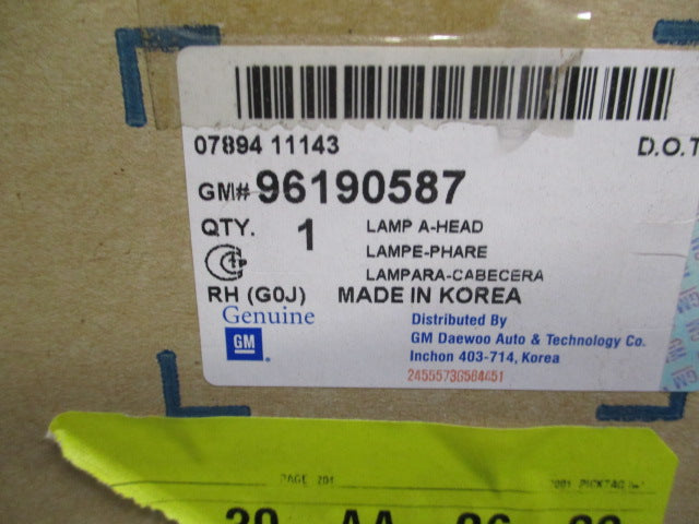 Daewoo Nibira Genuine Left Hand Head Light New Part