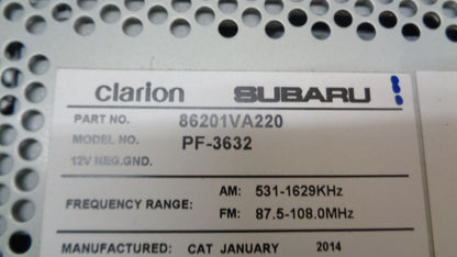 Clarion Head unit Genuine Subaru onwards New Part