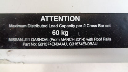 Nissan Qashqai Genuine Cross Bar set USED Part